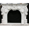 European Cultured Flower Carved Marble Fireplace Surround
